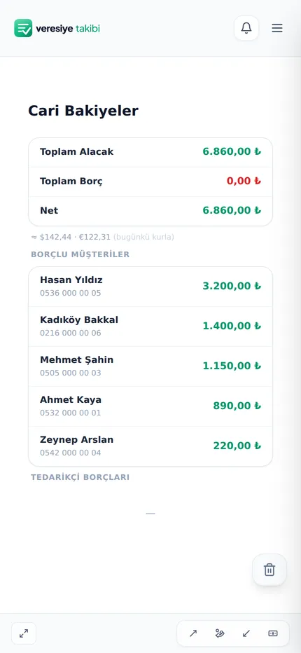 Cari bakiye raporu